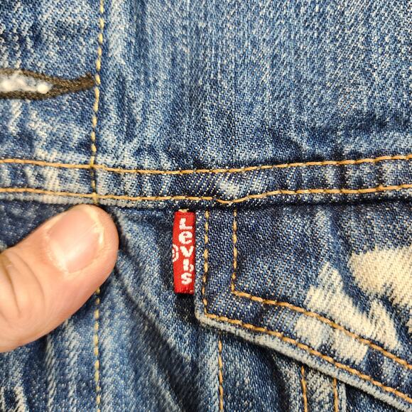 Levis Mens Jean Jacket XL Trucker 72334 Type 3 Blue Bleach Wash Distressed Chore - Picture 9 of 16